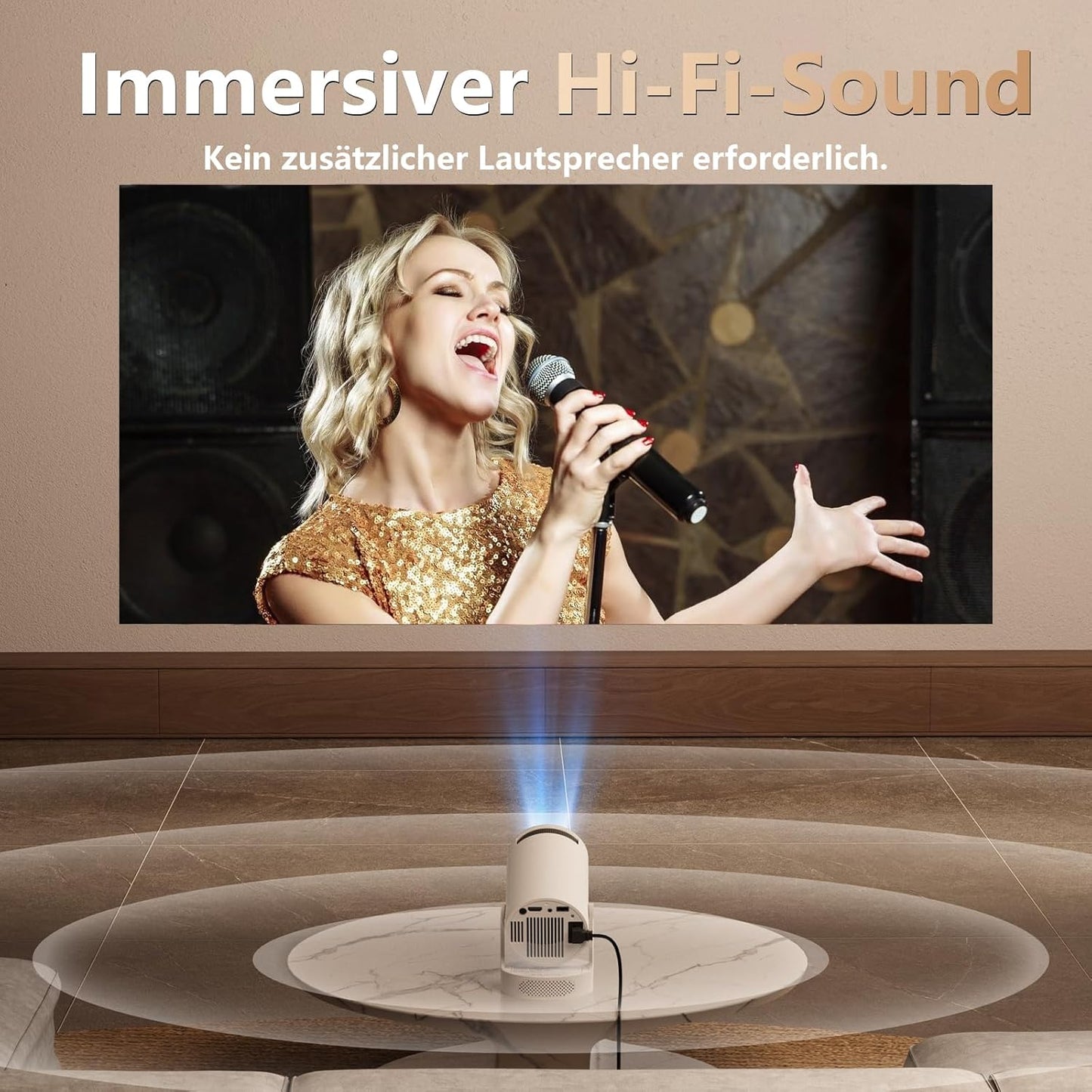 Trunera Mini Beamer, 4K Decoding Full HD 1080P, 20000 Lumen Helligkeit, Android 11, Bluetooth 5.0