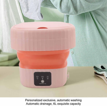 Tragbare Mini-Waschmaschine, 6 L, Faltbare Eimerwaschmaschine, Tragbare Reisewaschmaschine, Intimkleidung, Socken, Unterwäsche, Geeignet Für Reisen Und Kompakten Wohnraum(Rosa)