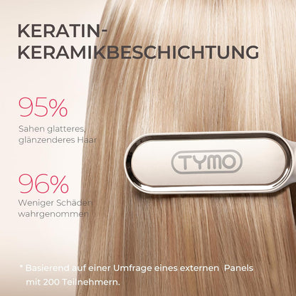TYMO RING Glättbürste Haarglätter Bürste - Keramik Haarbürste 2 in 1 Gold