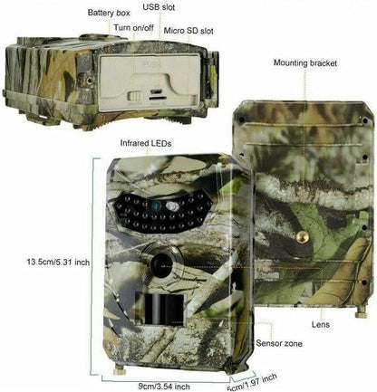 Jagd-Hinterkamera, 1080p, Hirsch-Feeder, Infrarot-LEDs, Jagd-Fotofallen, Wildtier-Hinterkamera, Nachtsicht