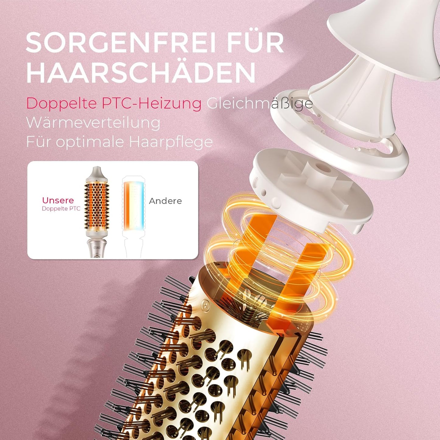 TYMO STYLUX Thermobürste 43mm - Thermal Brush Lockenbürste Gold