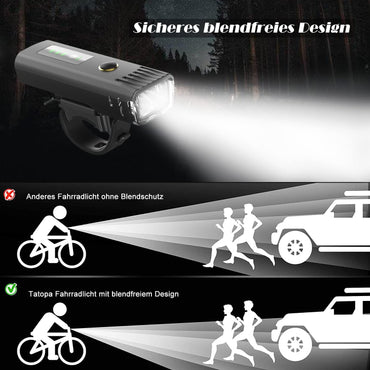 Tatopa Fahrradlicht Led Set Fahrradlichter  USB Wiederaufladbar Wasserdicht