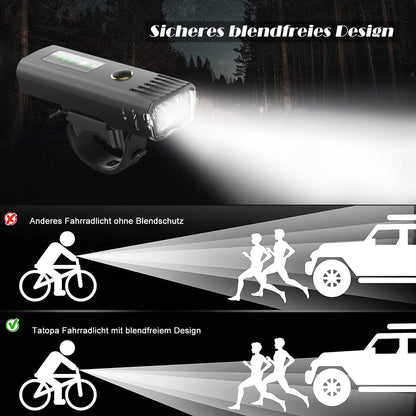 Tatopa Fahrradlicht Led Set Fahrradlichter  USB Wiederaufladbar Wasserdicht