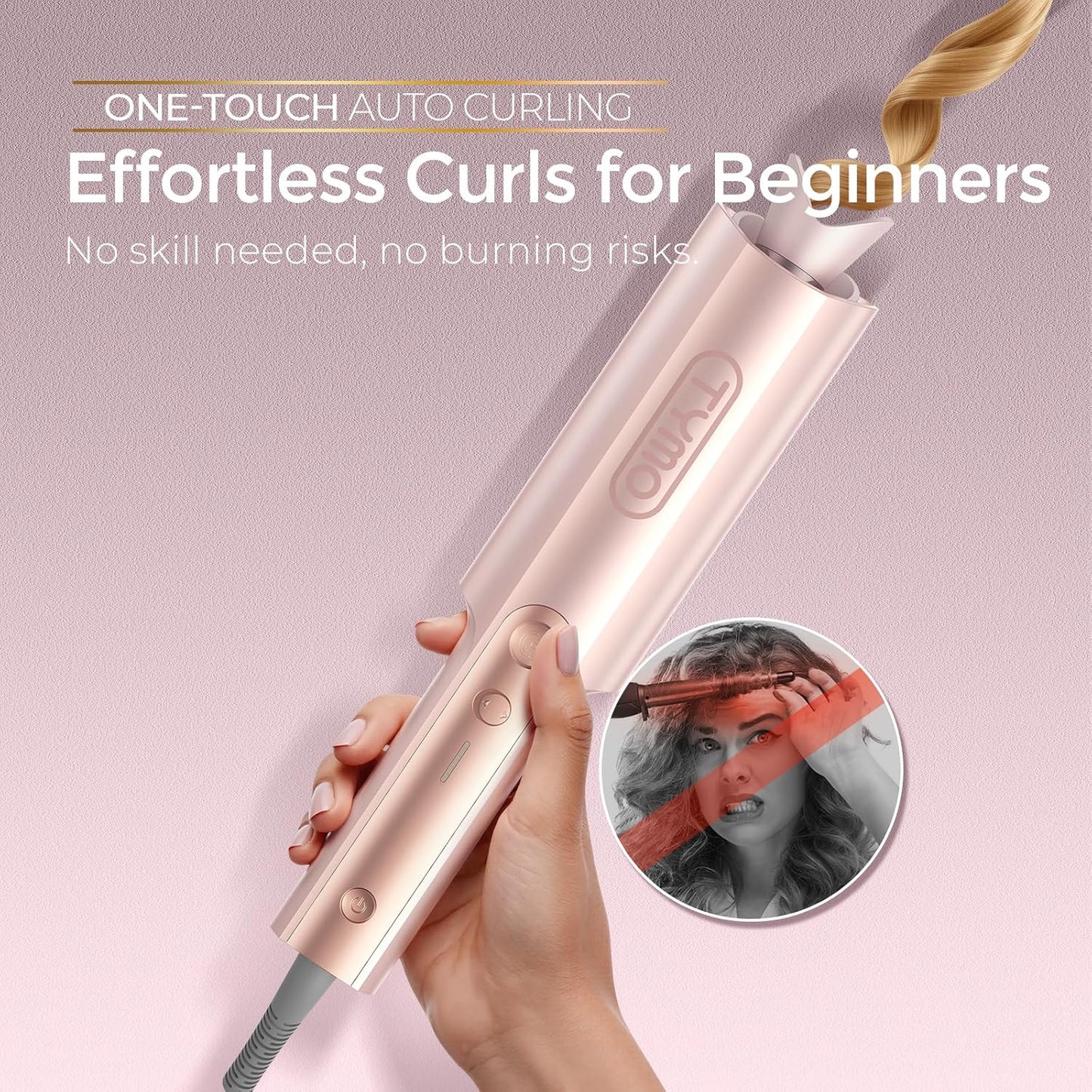 TYMO Curlpro Plus Lockenstab Automatisch 25mm Beach Waves Goldrosa