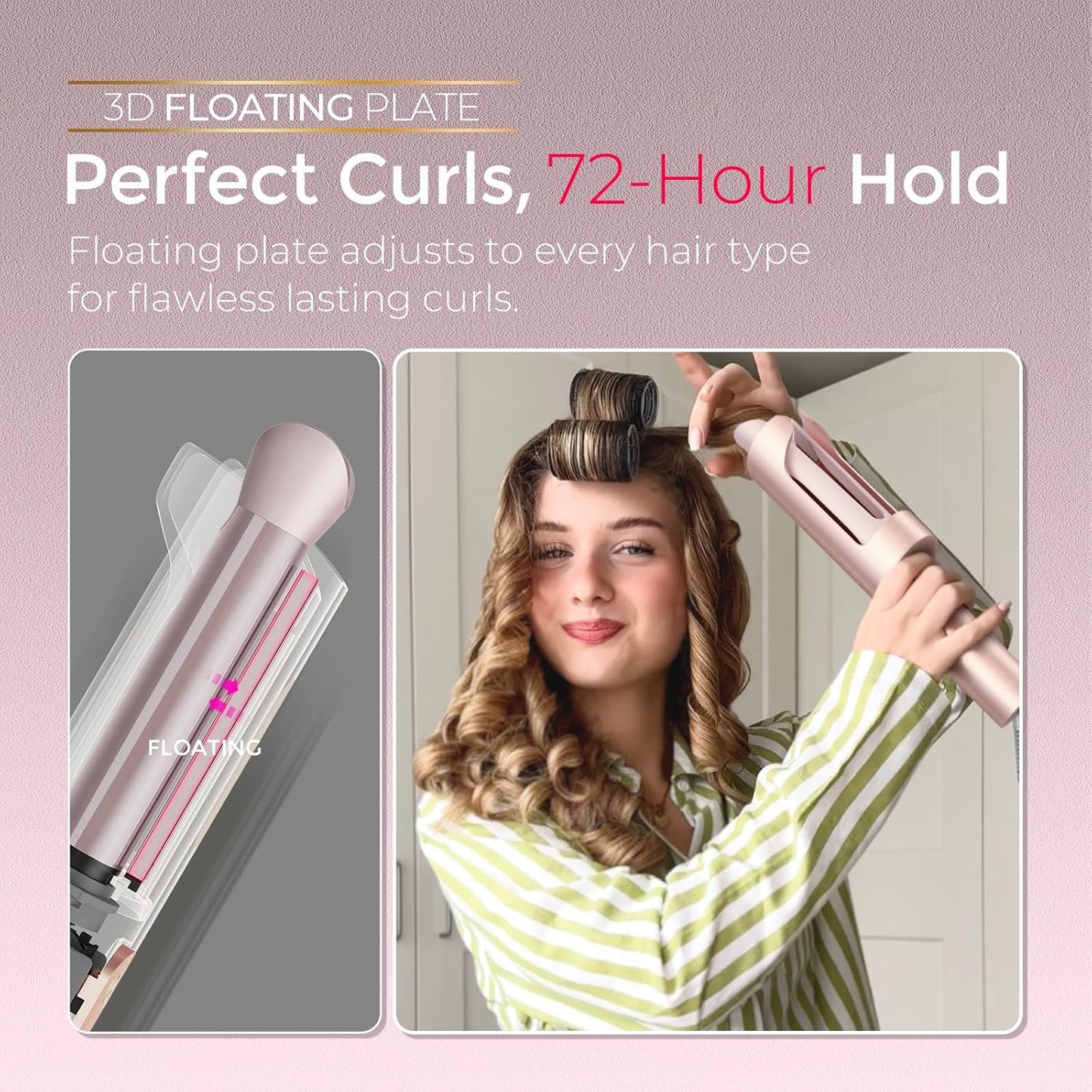 TYMO Curlpro Plus Lockenstab Automatisch 25mm Beach Waves Goldrosa
