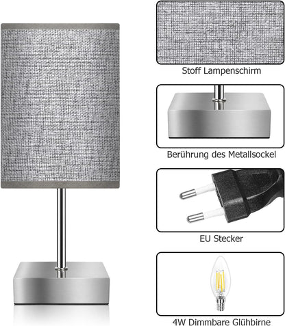 Totofac Nachttischlampe Touch Dimmbar 2er set, E14 Retro 3 Helligkeitsstufen Einstellbar Warmweiss