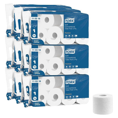 72 X TORK Toilettenpapier 110316 T4 Premium Soft 3-lagig, 72 Rollen