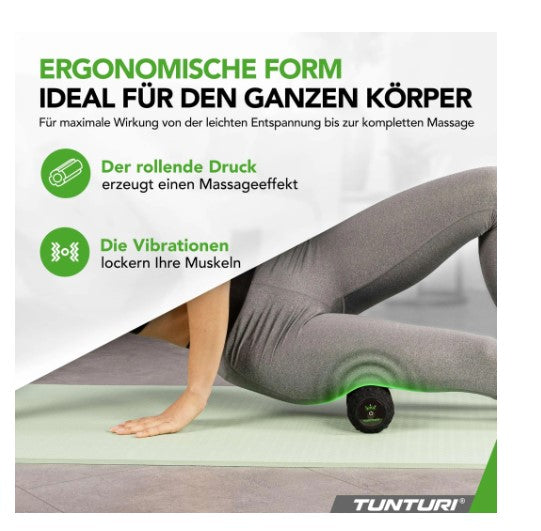 Tunturi Massage Roller, Faszienrolle Deep Tissue Massageroller elektrisch mit 3 Stufen