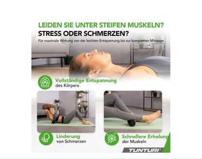 Tunturi Massage Roller, Faszienrolle Deep Tissue Massageroller elektrisch mit 3 Stufen