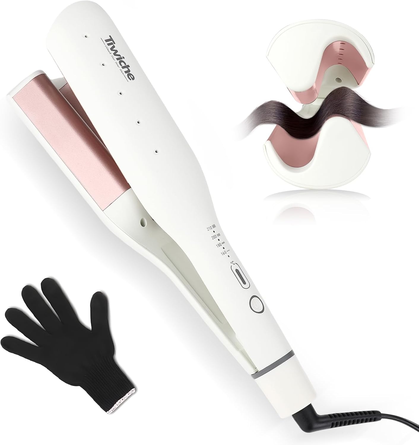 Tiwiche S-Form Lockenstab für Beach Waves 38mm Keramik Barrel mit Tourmalin