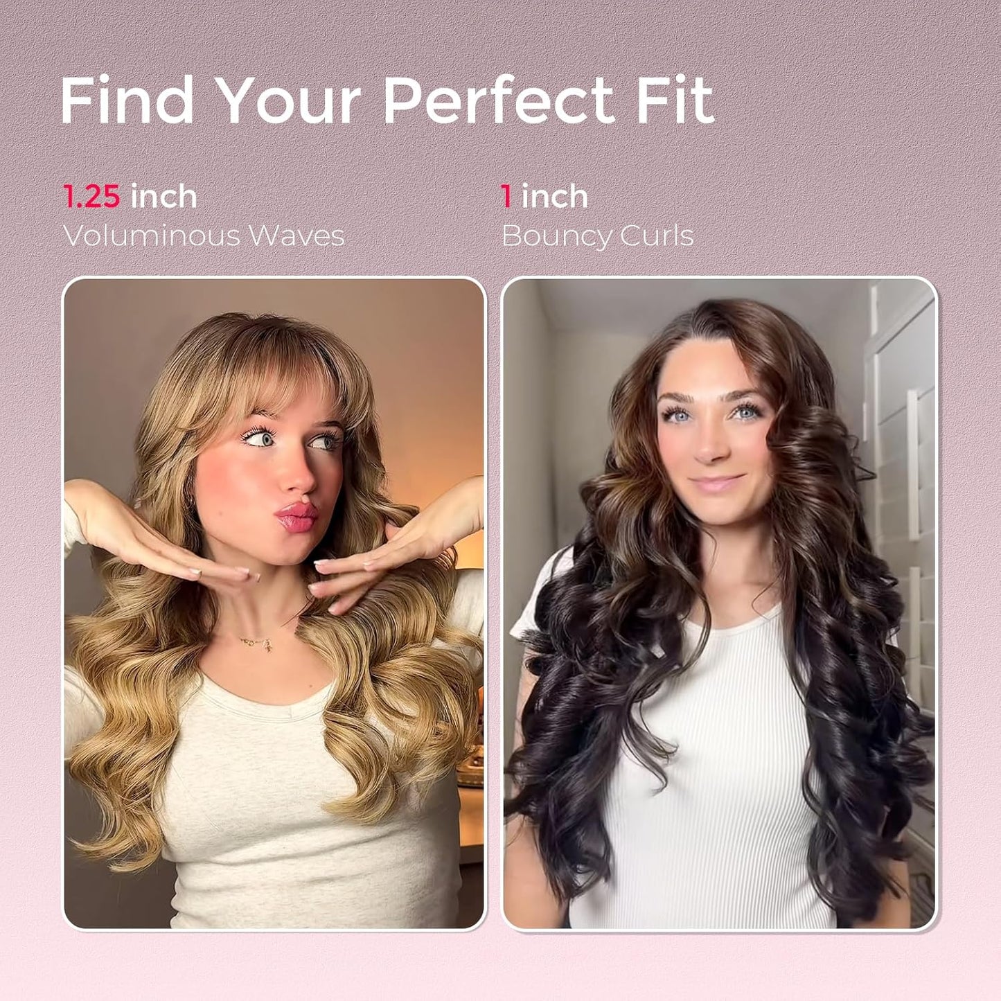 TYMO Curlpro Plus Lockenstab Automatisch  Große Locken 32mm Beach Waves Lockenwickler Goldrosa