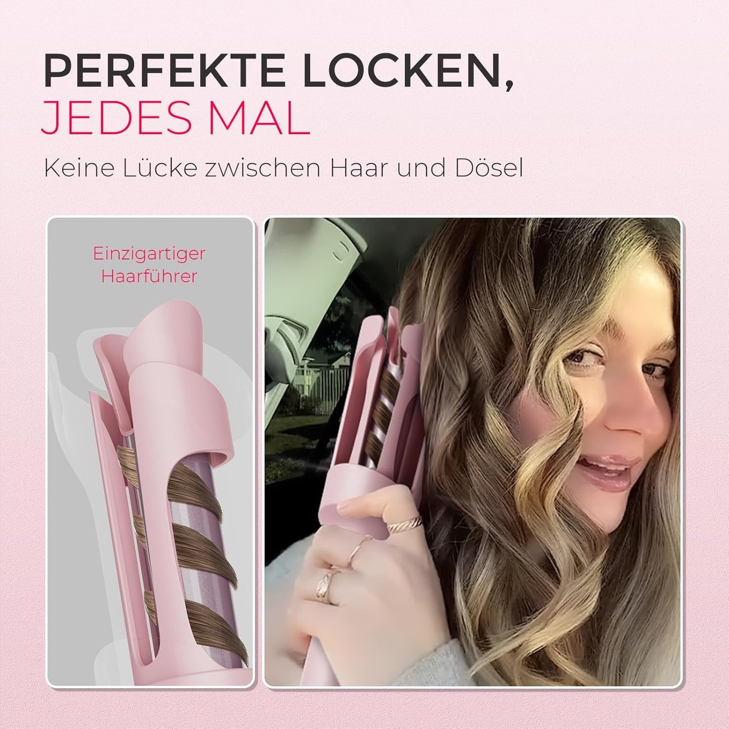 TYMO CURLPRO Lockenstab Automatisch 25mm mit 3 Tem 160-210℃ Rosa
