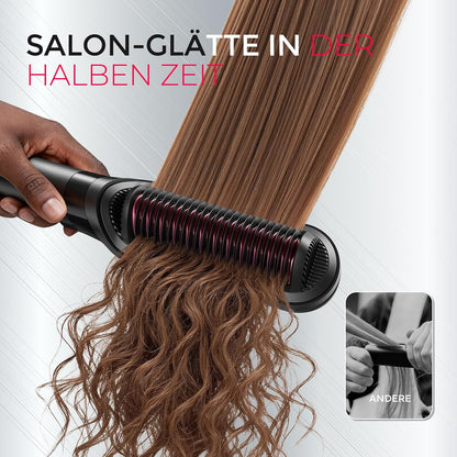 TYMO FLIPRO Glätteisen Haarglätter Bürste  2 in 1 Ionen Keratin Glättbürste Schwarz