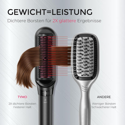 TYMO FLIPRO Glätteisen Haarglätter Bürste  2 in 1 Ionen Keratin Glättbürste Schwarz