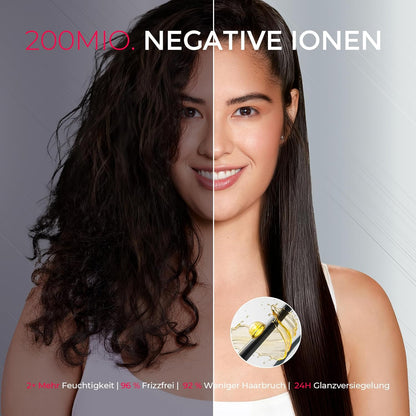 TYMO FLIPRO Glätteisen Haarglätter Bürste  2 in 1 Ionen Keratin Glättbürste Schwarz