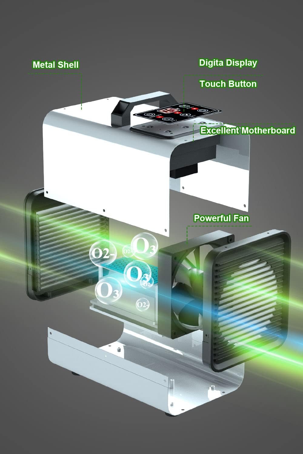 Ozon-Negativ-Ionengenerator, 80.000 mg/h, digitaler Touch,O3-Ionisator,