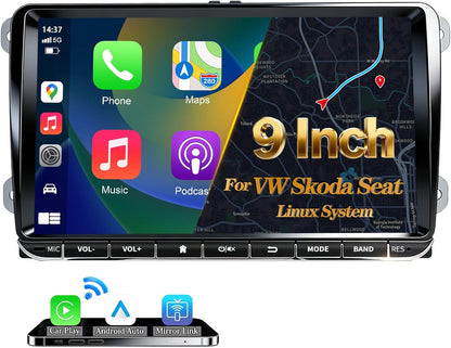 URVOLAX DAB+ Autoradio 9 Zoll Doppel DIN Radio Apple CarPlay  für VW Skoda Seat: