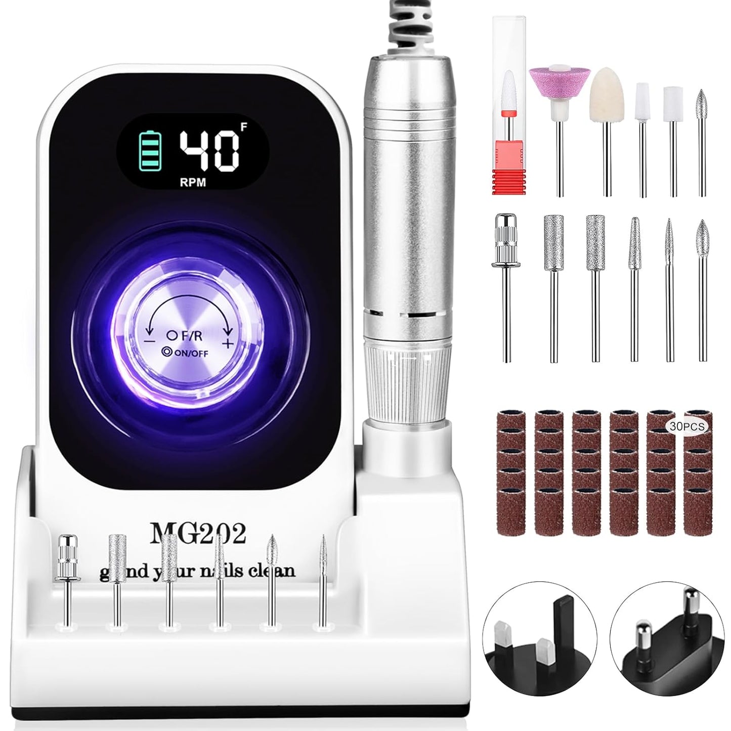 Urbuti Nagelfräser für Gelnägel 40000U/Min, 12 in 1 Professionell Nagelbohrer Maniküre Pediküre Set