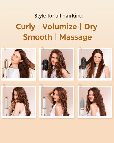 UKLISS 6 IN 1 Haarstyler Set, Warmluftbürste mit 6 Ersatz: Air Auto-Wrap Lockenstab, 1000W Ionen Haartrockner