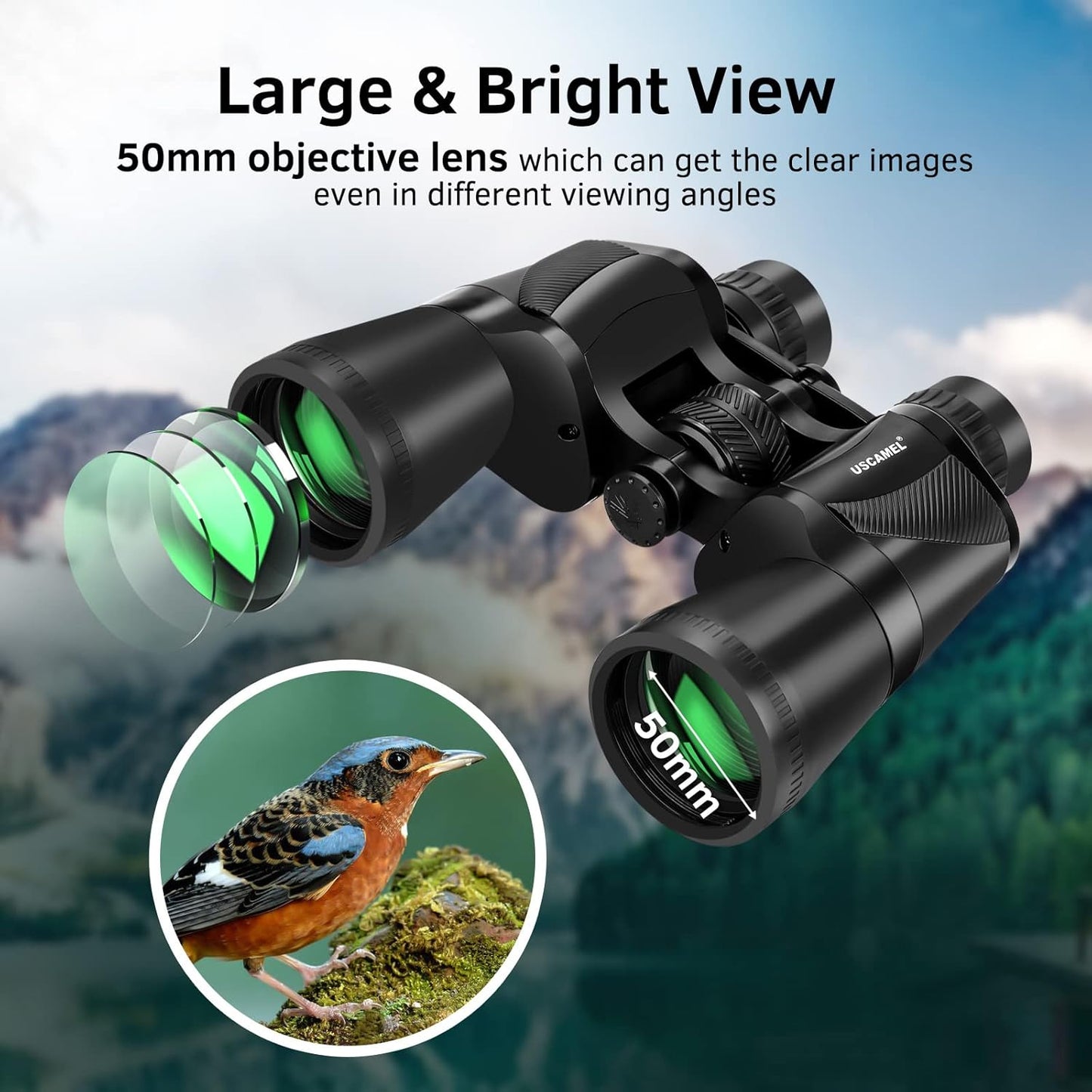 Uscamel 20x50 Fernglas professionelles Hochleistungs für Vogelbeobachtung, wasserdichtes mit Porro BAK4