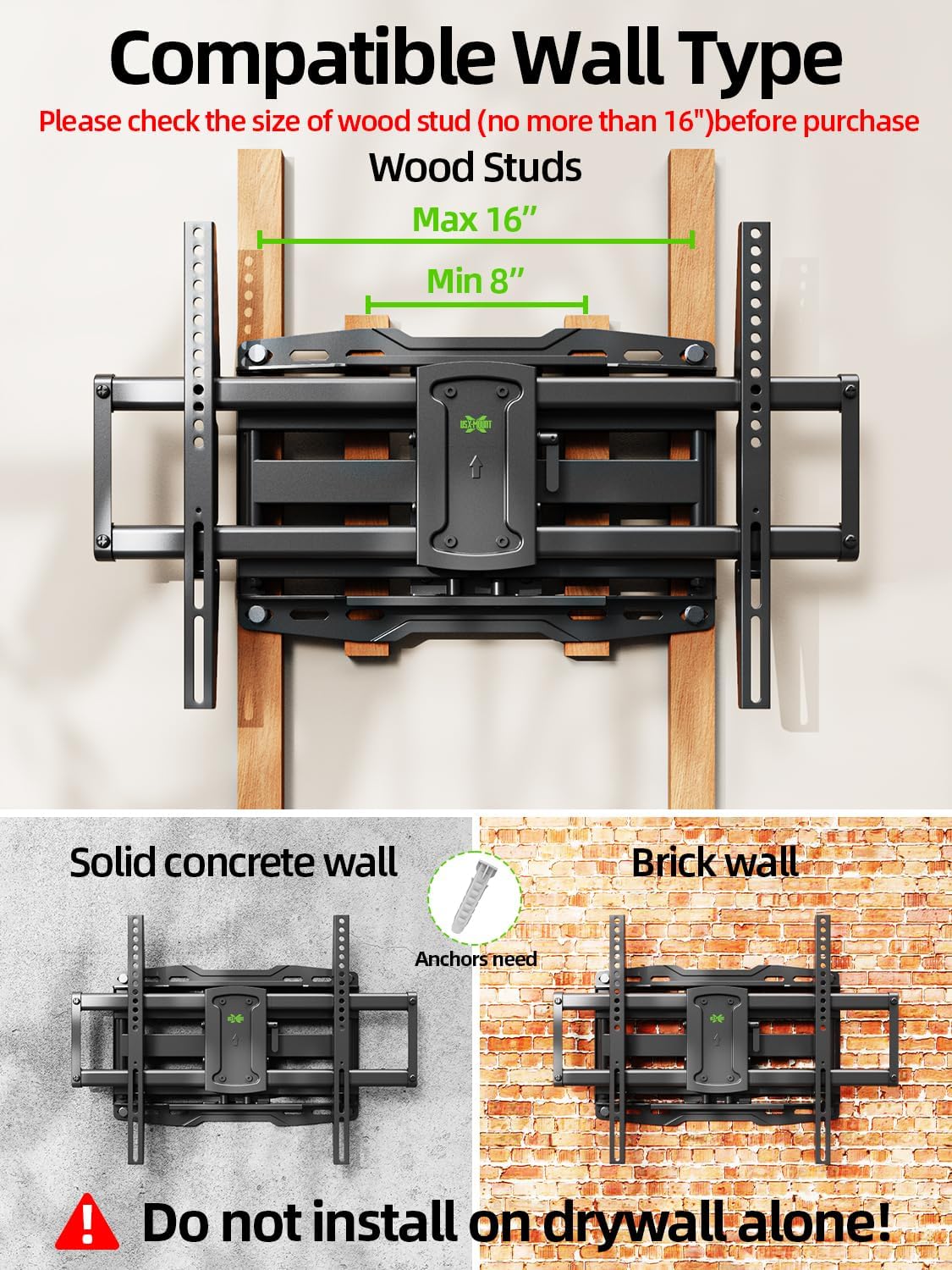 USX Mount Vollbewegliche TV-Wandhalterung für 42-86 Zoll, VESA 600x400 mm