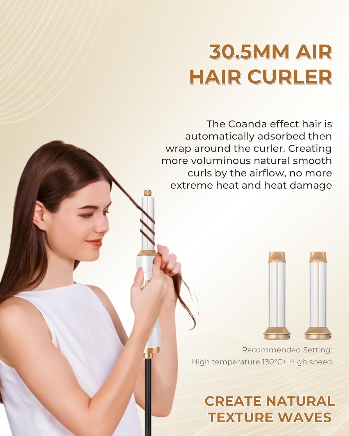 UKLISS 6 IN 1 Hair Styler Set, Warm Luftbürste mit 6 Ersatz: Air Auto-Wrap Lockenstab, 1000W Ionen Haartrockner
