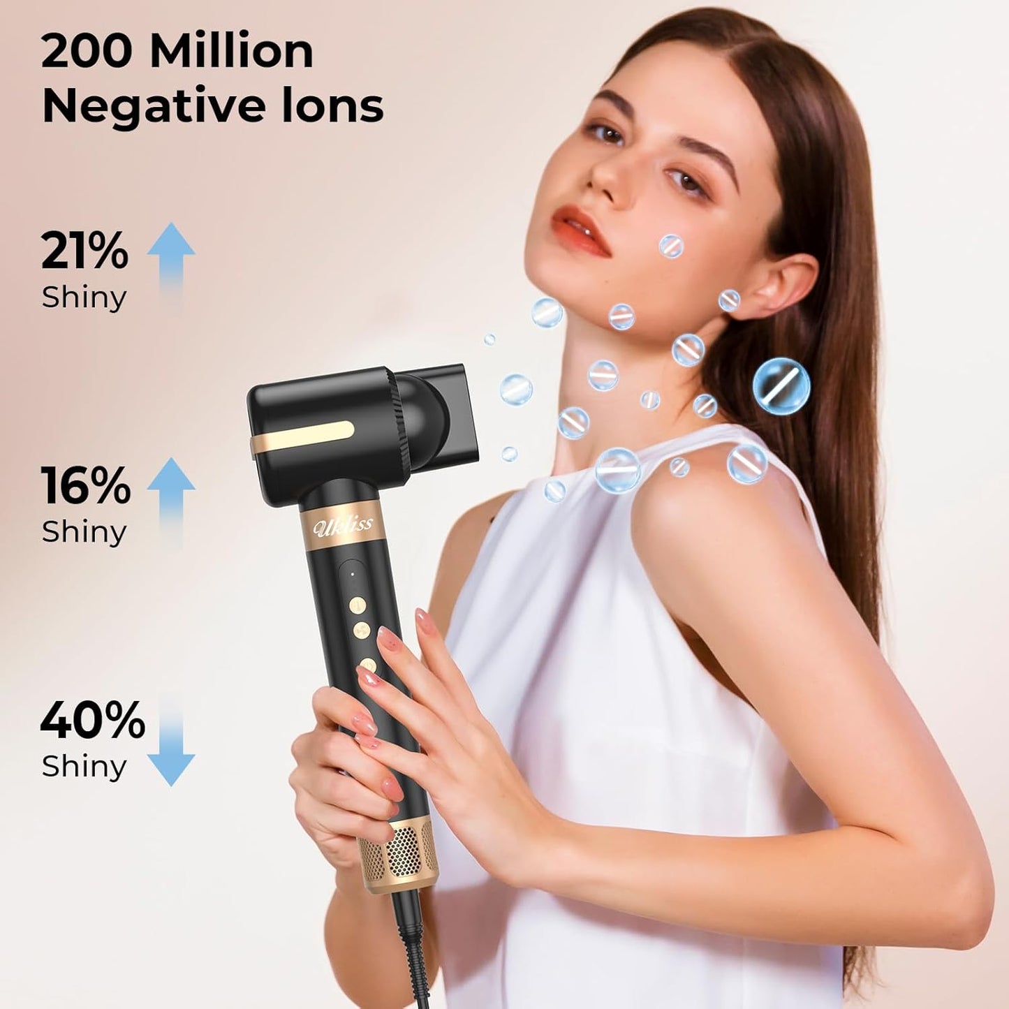 UKLISS Airstyler Multistyler 7 in 1, 1400w Warmluftbürste Haartrockner mit 3 Temp. 30 mm