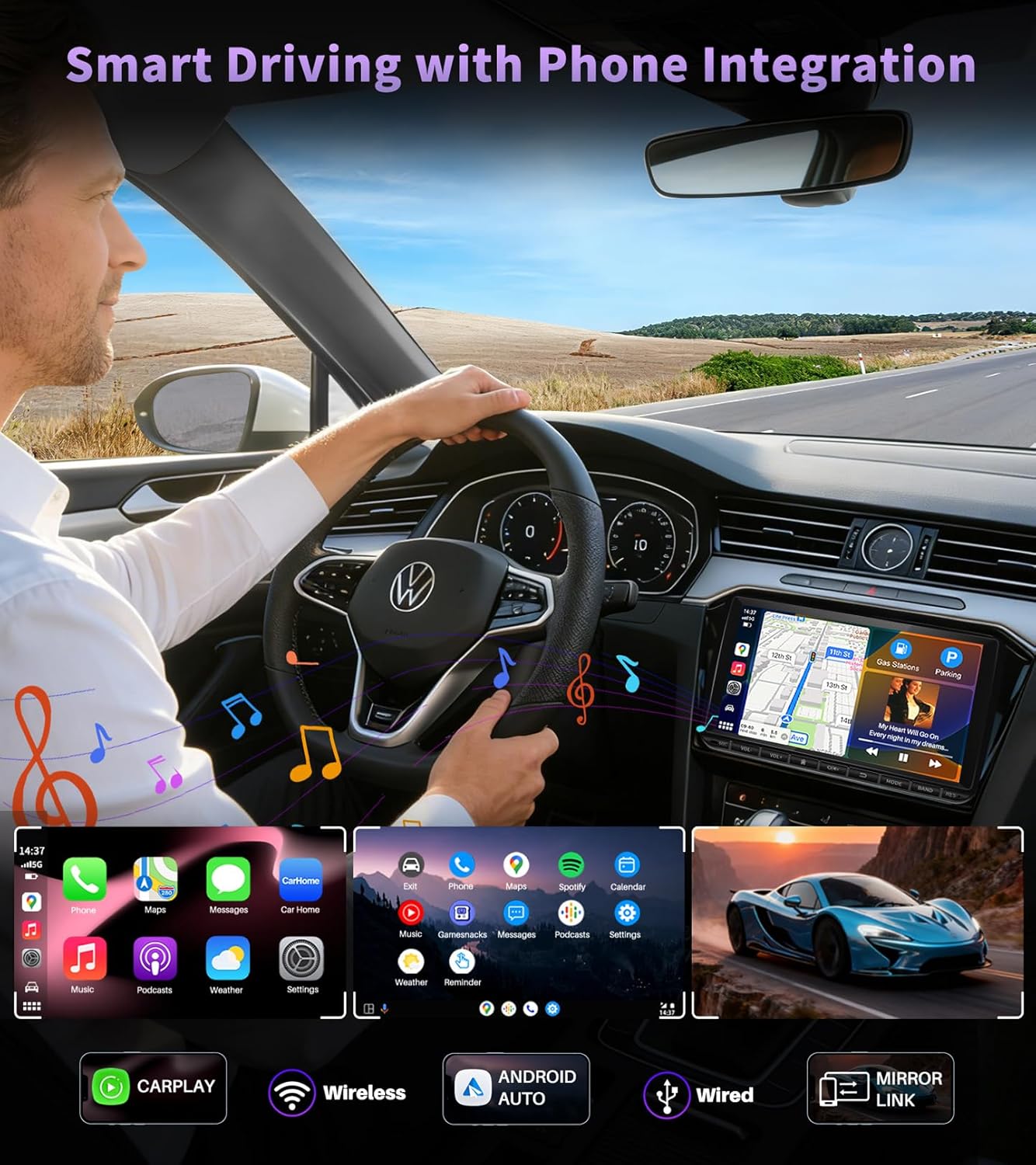 URVOLAX DAB+ Autoradio 9 Zoll Doppel DIN Radio Apple CarPlay  für VW Skoda Seat: