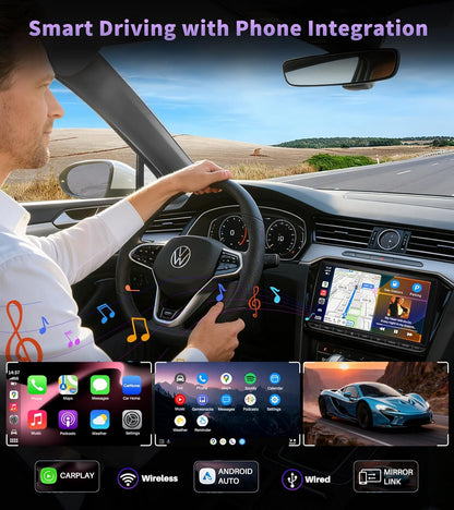 URVOLAX DAB+ Autoradio 9 Zoll Doppel DIN Radio Apple CarPlay  für VW Skoda Seat: