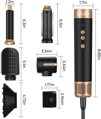 UKLISS Airstyler Multistyler 7 in 1, 1400w Warmluftbürste Haartrockner mit 3 Temp. 30 mm