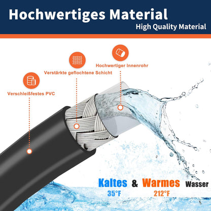 Ufixed Flexibler Nettoyeur haute pression Schlauch 15 M 1/4 Zoll 3300 PSI, Schlauch pour nettoyeur haute pression résistant aux coups avec raccord en laiton M22 14 mm, Ersatzschlauch pour nettoyeur haute pression, Autowashschlauch