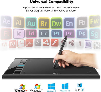 UGEE M708 Grafiktablett,8192 Pressure Pen Stylus,8 Hotkeys,10 * 6 Zoll