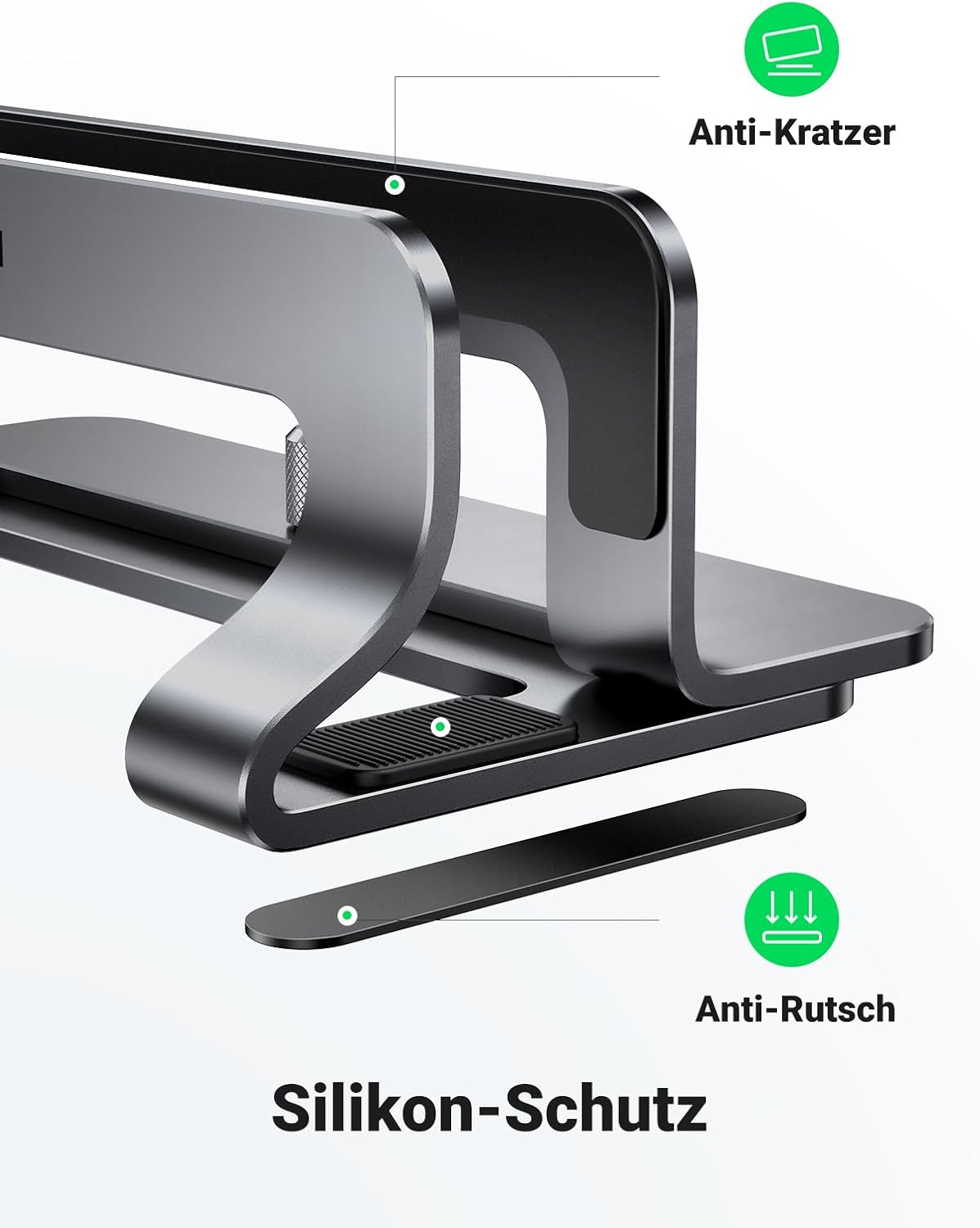UGREEN Vertikaler Laptop Ständer Aluminium Vertikal Stand Laptopständer Platzsparender Laptop Halter mit thermischer Basis für Laptops,MacBook Air,Pro,Samsung, iPad,Tablets