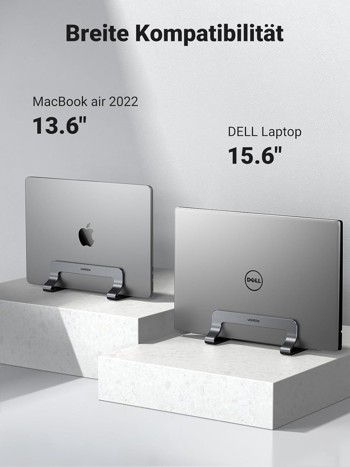 UGREEN Vertikaler Laptop Ständer Aluminium Vertikal Stand Laptopständer Platzsparender Laptop Halter mit thermischer Basis für Laptops,MacBook Air,Pro,Samsung, iPad,Tablets