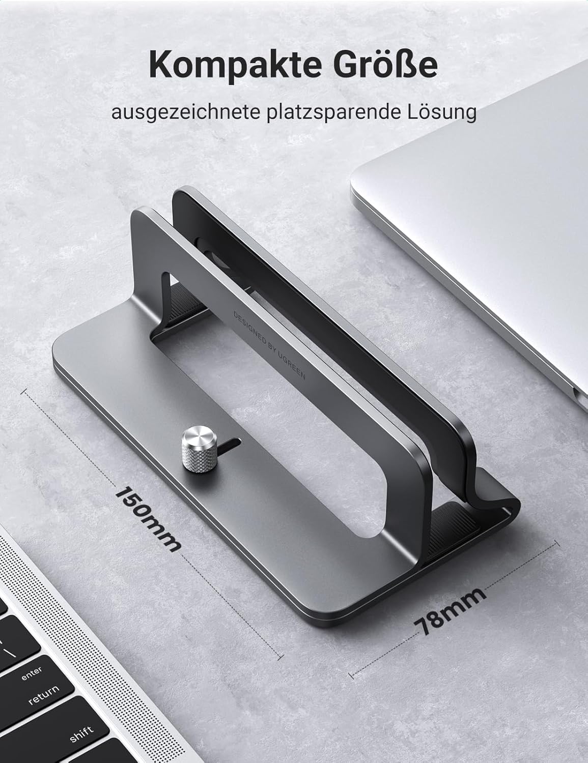 UGREEN Vertikaler Laptop Ständer Aluminium Vertikal Stand Laptopständer Platzsparender Laptop Halter mit thermischer Basis für Laptops,MacBook Air,Pro,Samsung, iPad,Tablets