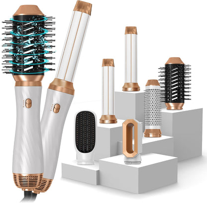 UKLISS Warmluftbürste Set 6 In 1, Airstyler Rundbürsten föhn Mit 6 Aufsätze