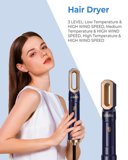 UKLISS Haarstyler Set 6 in 1 Air Styler mit 1000W Haartrockner, Auto-Air Föhnbürste, Rundbürstenföhn, Warmluftbürste, Glättbürste, Lockenföhn Bürste, Geschenkset für Frauen Trocknen, Glätten, Locken