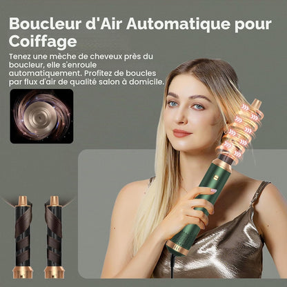 5-in-1-Haarstyler zum Trocknen, Locken und Glätten,Airbrush-Haartrockner, Grün