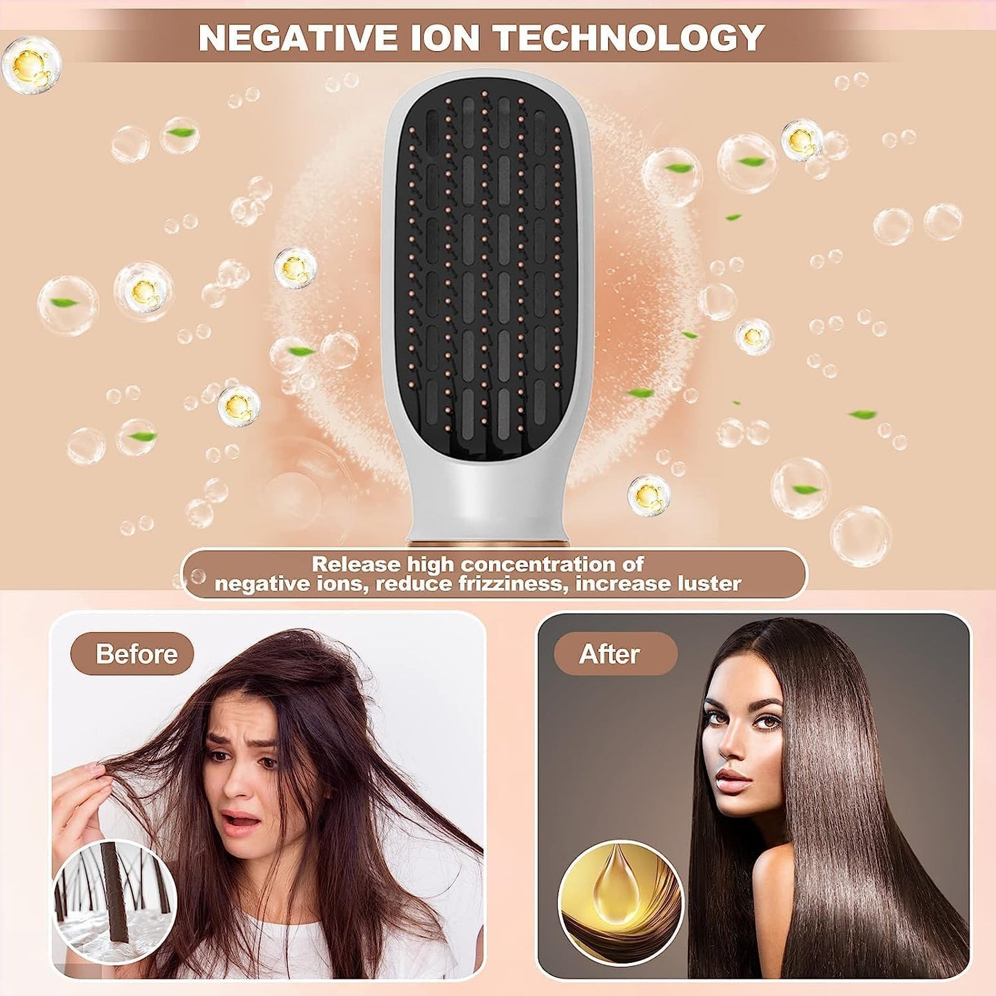 UKLISS Warmluftbürste Set 6 In 1, Airstyler Rundbürsten föhn Mit 6 Aufsätze
