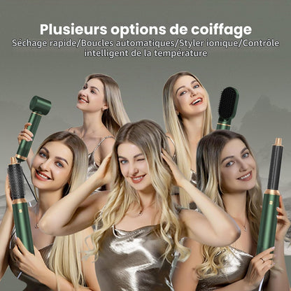 5-in-1-Haarstyler zum Trocknen, Locken und Glätten,Airbrush-Haartrockner, Grün