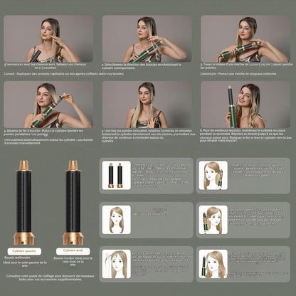 5-in-1-Haarstyler zum Trocknen, Locken und Glätten,Airbrush-Haartrockner, Grün