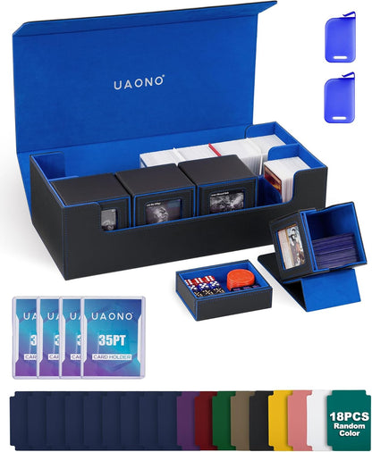 UAONO MTG Kartenaufbewahrungsbox 5 in 1, Kartendeckbox  (Schwarz&Blau)
