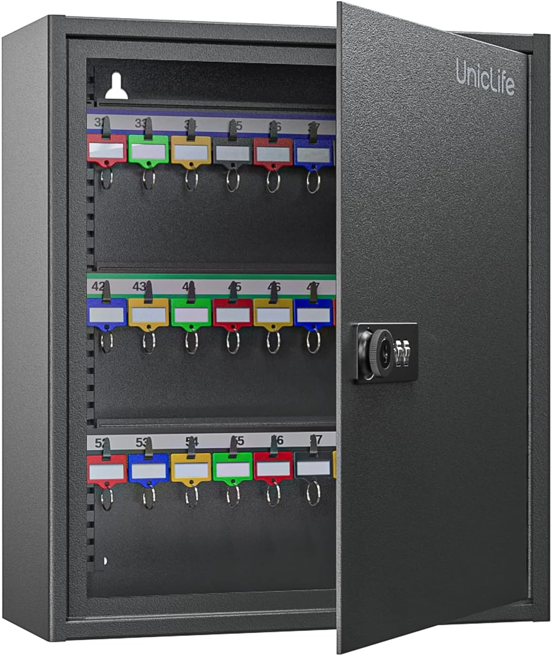 Uniclife 60-Schlüssel-Schlüsselschrank mit Code, Wandmontage, Schlüsselkasten Schwarz
