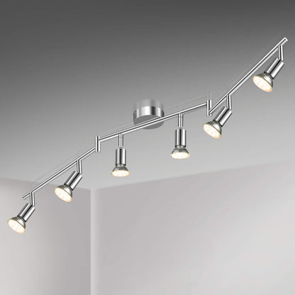 Unicozin LED Deckenleuchte, 6 Flammig Deckenstrahler Schwenkbar Chrom, Inkl. 6 x 4W GU10 LED Lampen