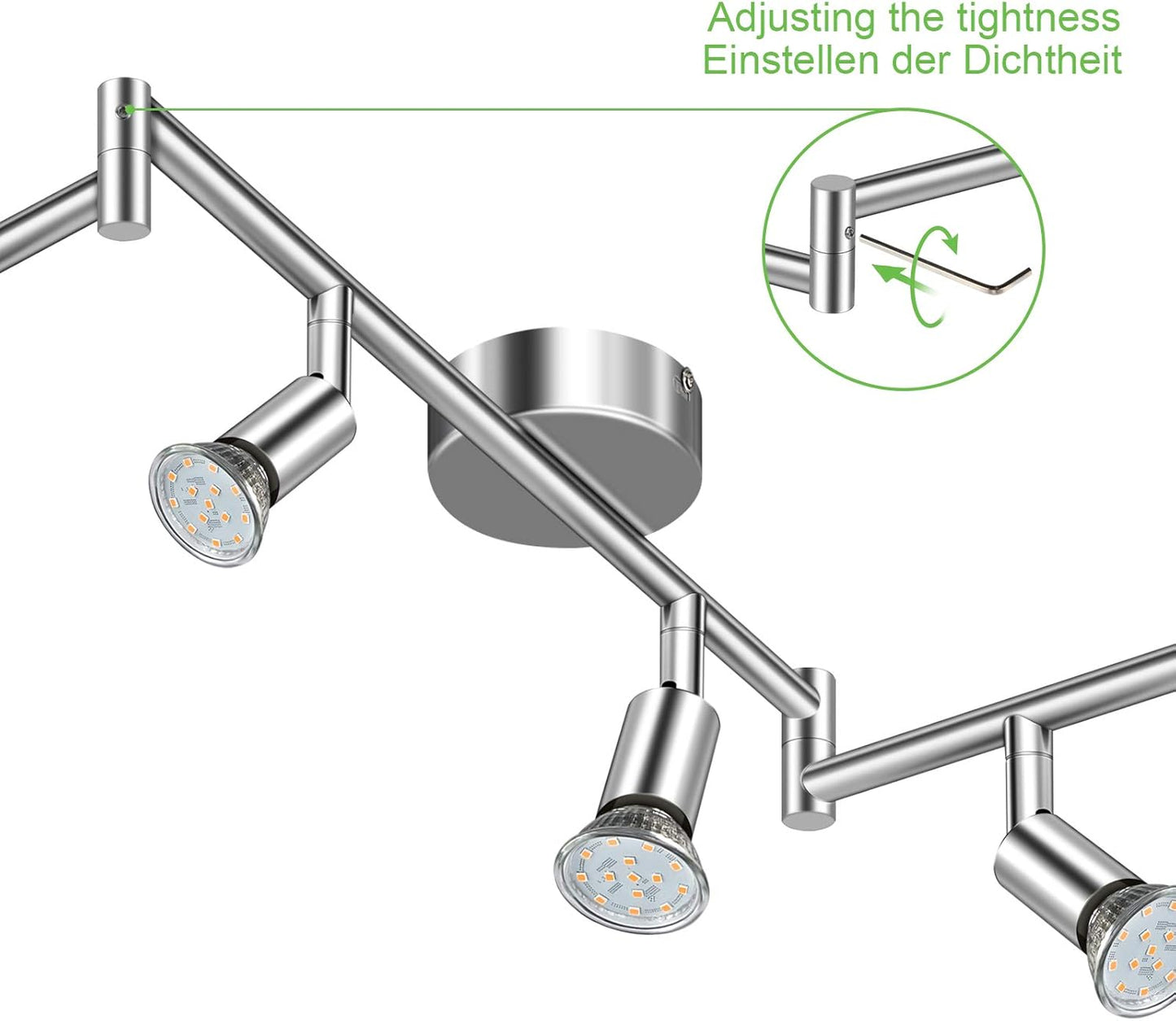 Unicozin LED Deckenleuchte, 6 Flammig Deckenstrahler Schwenkbar Chrom, Inkl. 6 x 4W GU10 LED Lampen