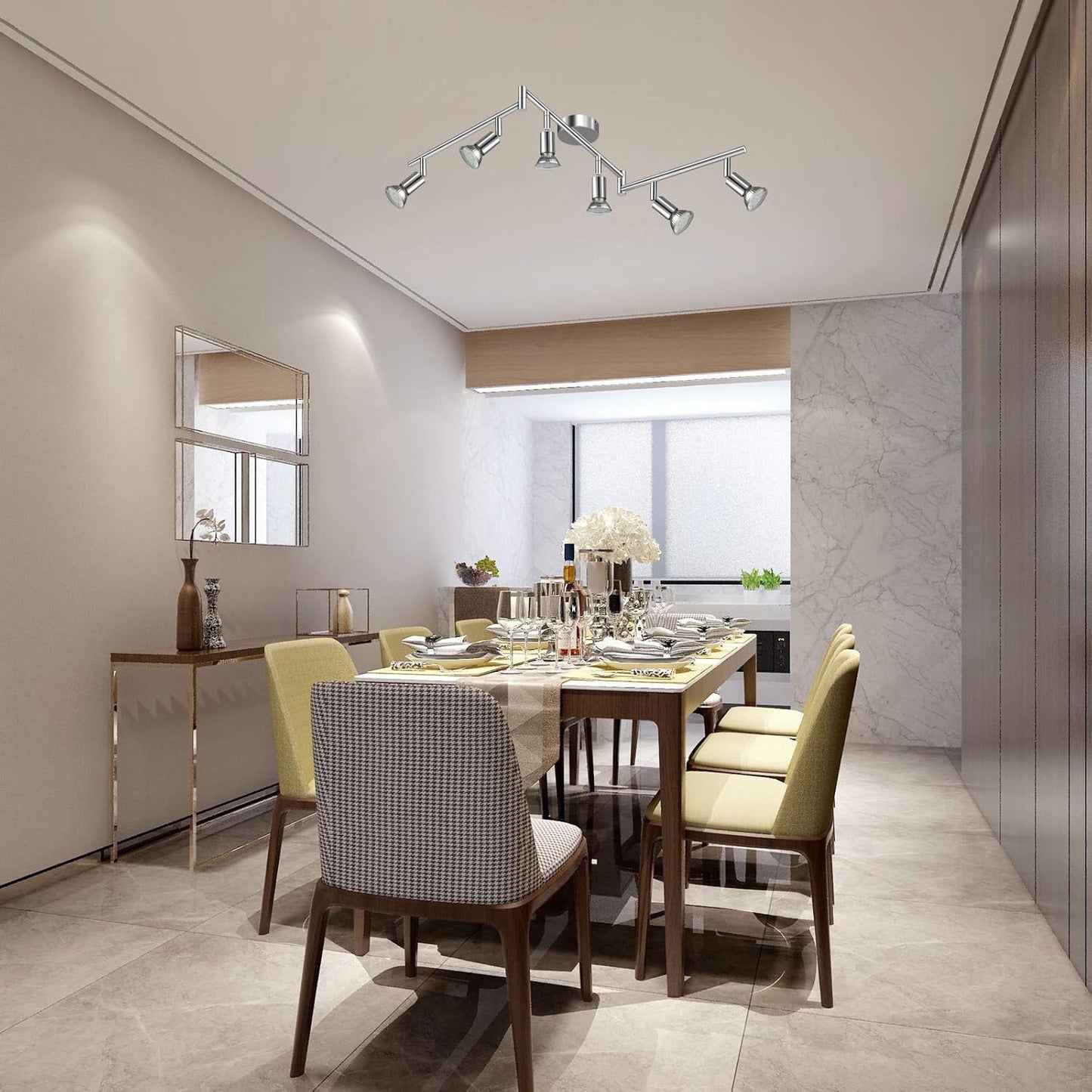 Unicozin LED Deckenleuchte, 6 Flammig Deckenstrahler Schwenkbar Chrom, Inkl. 6 x 4W GU10 LED Lampen