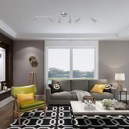 Unicozin LED Deckenleuchte, 6 Flammig Deckenstrahler Schwenkbar Chrom, Inkl. 6 x 4W GU10 LED Lampen