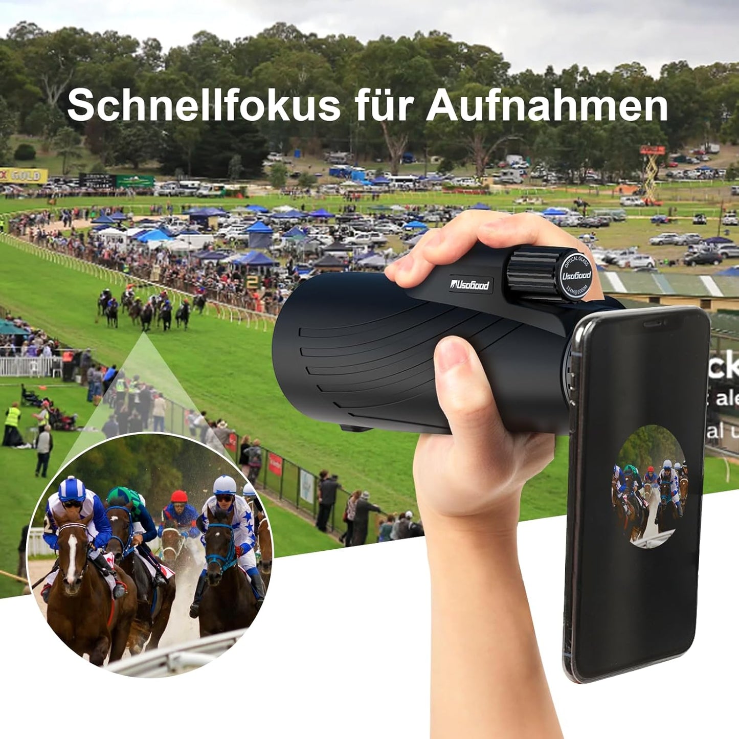 Usogood 12x52 Monokular Teleskop HD,Fernrohr mit BAK4 Prisma und FMC Beschichtung