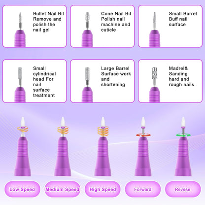 Urbuti Professioneller kabelloser Nagelfräser MG202,  elektrische Nagelfeile (40.000 U/min),