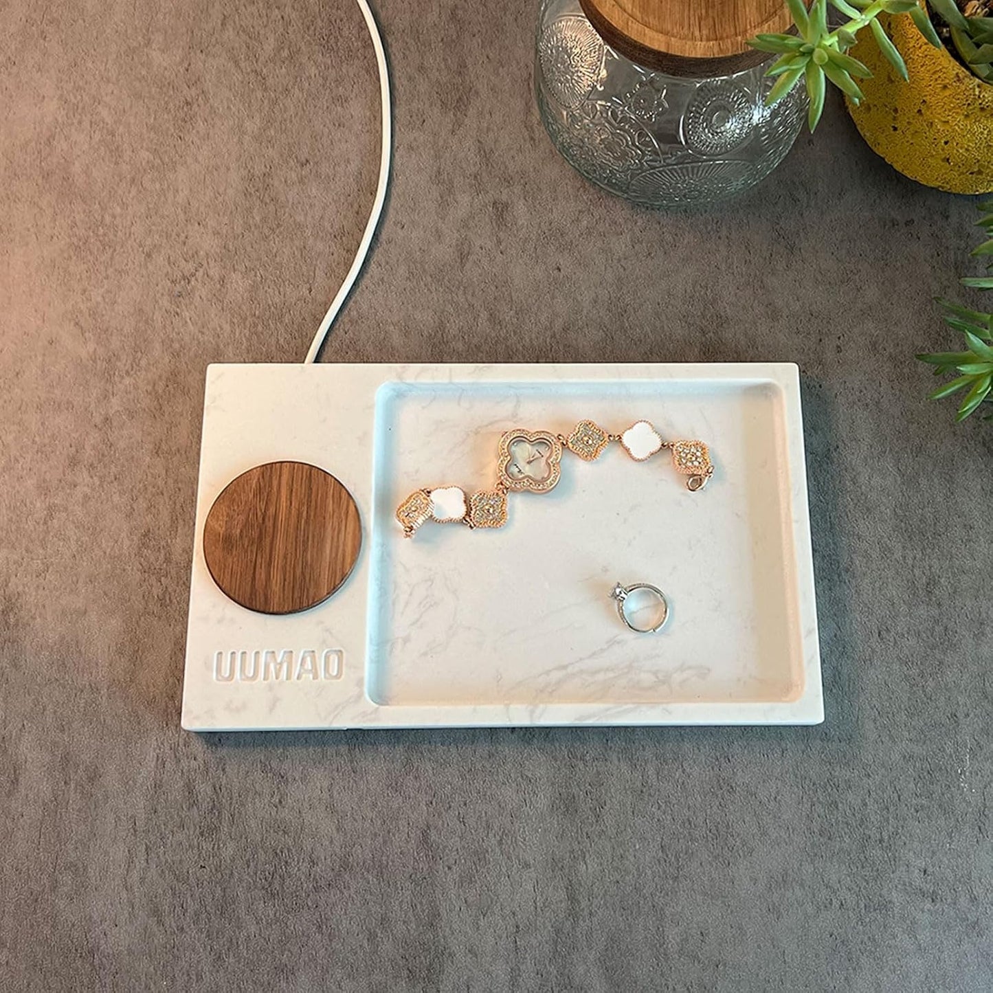 UUMAO Marble Tray Magnetisches 15-W-Wireless-Ladegerät für Iphone..
